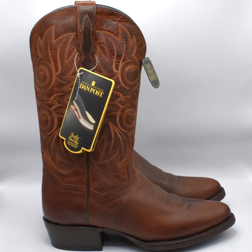 Dan Post Cottonwood Round Toe Cowboy Boots Mens Size 9.5 D Rust Brown NWT DP3388